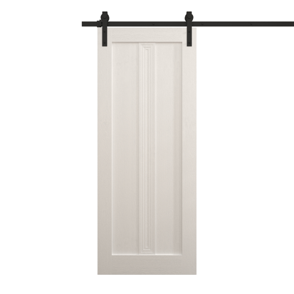Modern Barn Door 18 x 80 inches | Ego 5006 Painted White Oak | 6.6FT Rail Track Heavy Hardware Set | Solid Panel Interior Doors