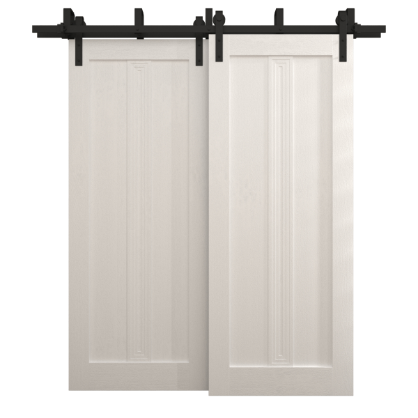 Sliding Closet Barn Bypass Doors 36 x 80 inches | Ego 5006 Painted White Oak | Modern 6.6ft Rails Hardware Set | Wood Solid Bedroom Wardrobe Doors