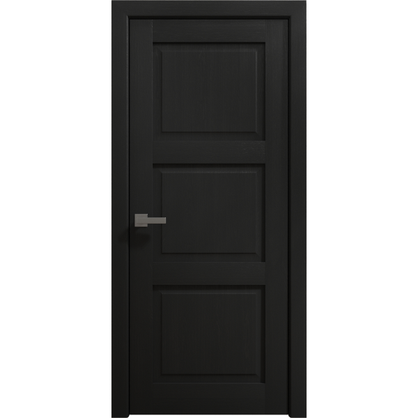 Interior Solid French Door 18 x 80 inches | Ego 5010 Painted Black Oak | Single Regular Panel Frame Handle | Bathroom Bedroom Modern Doors