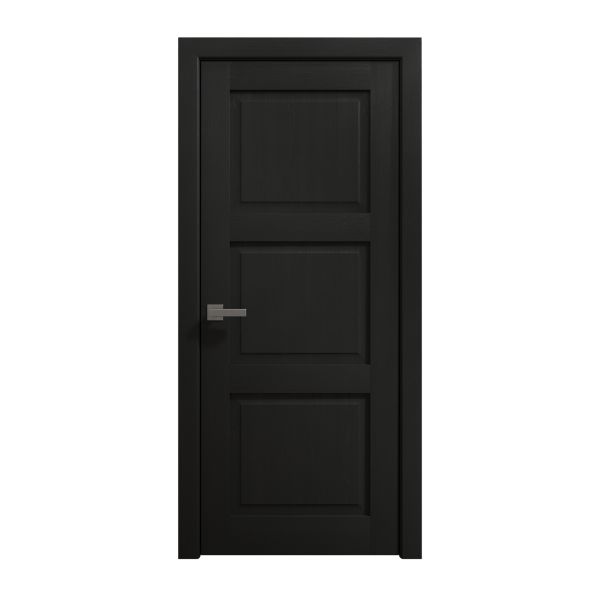 Interior Solid French Door 32 x 80 inches | Ego 5010 Painted Black Oak | Single Regular Panel Frame Handle | Bathroom Bedroom Modern Doors