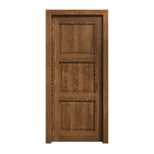 Sliding Pocket Door 18 x 84 inches | Ego 5010 Cognac Oak | Kit Rail Hardware | Solid Wood Interior Bedroom Modern Doors