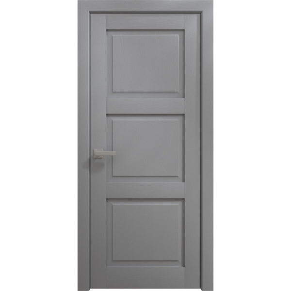 Interior Solid French Door 18 x 80 inches | Ego 5010 Painted Grey Oak | Single Regular Panel Frame Handle | Bathroom Bedroom Modern Doors