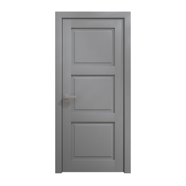 Interior Solid French Door 28 x 80 inches | Ego 5010 Painted Grey Oak | Single Regular Panel Frame Handle | Bathroom Bedroom Modern Doors