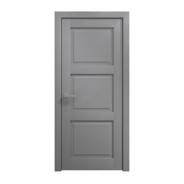Interior Solid French Door 18 x 80 inches | Ego 5010 Painted Grey Oak | Single Regular Panel Frame Handle | Bathroom Bedroom Modern Doors
