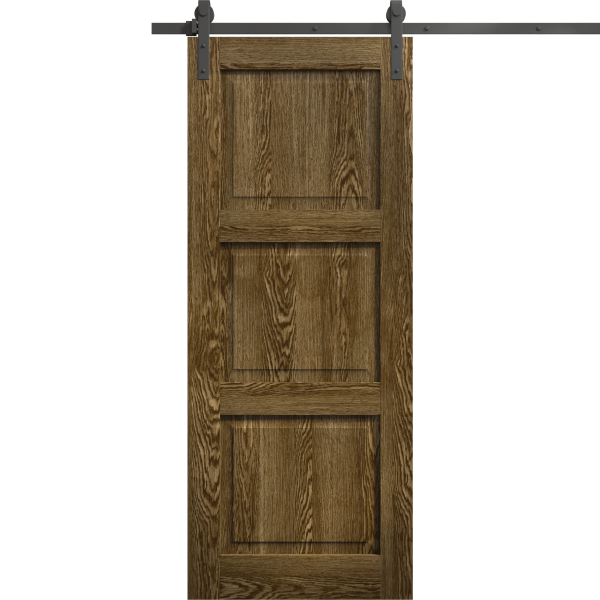 Modern Barn Door 18 x 80 inches | Ego 5010 Marble Oak | 6.6FT Rail Track Heavy Hardware Set | Solid Panel Interior Doors