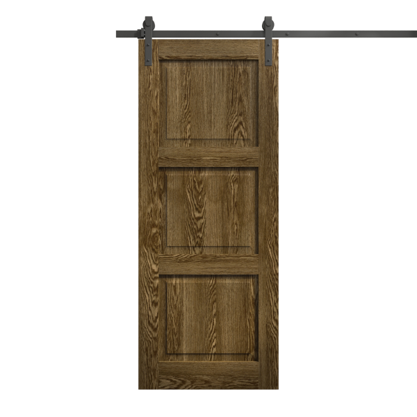 Modern Barn Door 18 x 80 inches | Ego 5010 Marble Oak | 6.6FT Rail Track Heavy Hardware Set | Solid Panel Interior Doors
