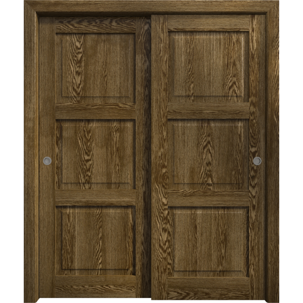 Sliding Closet Bypass Doors 36 x 80 inches | Ego 5010 Marble Oak | Rails Hardware Set | Wood Solid Bedroom Wardrobe Doors