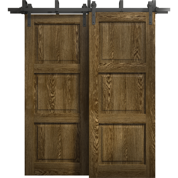 Sliding Closet Barn Bypass Doors 36 x 80 inches | Ego 5010 Marble Oak | Modern 6.6ft Rails Hardware Set | Wood Solid Bedroom Wardrobe Doors