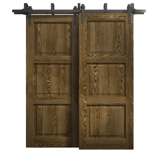 Sliding Closet Barn Bypass Doors 84 x 84 inches | Ego 5010 Marble Oak | Modern 8ft Rails Hardware Set | Wood Solid Bedroom Wardrobe Doors