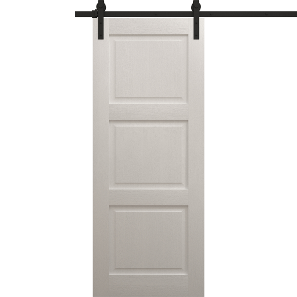 Modern Barn Door 18 x 80 inches | Ego 5010 Painted White Oak | 6.6FT Rail Track Heavy Hardware Set | Solid Panel Interior Doors
