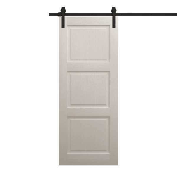 Modern Barn Door 18 x 80 inches | Ego 5010 Painted White Oak | 6.6FT Rail Track Heavy Hardware Set | Solid Panel Interior Doors