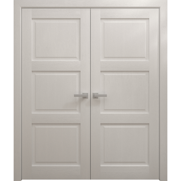 Interior Solid French Double Doors 36 x 80 inches | Ego 5010 Painted White Oak | Wood Interior Solid Panel Frame | Closet Bedroom Modern Doors