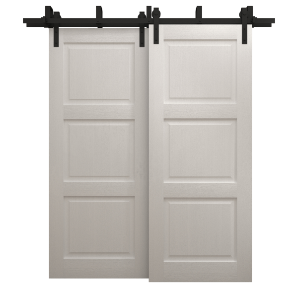 Sliding Closet Barn Bypass Doors 48 x 96 inches | Ego 5010 Painted White Oak | Modern 6.6ft Rails Hardware Set | Wood Solid Bedroom Wardrobe Doors