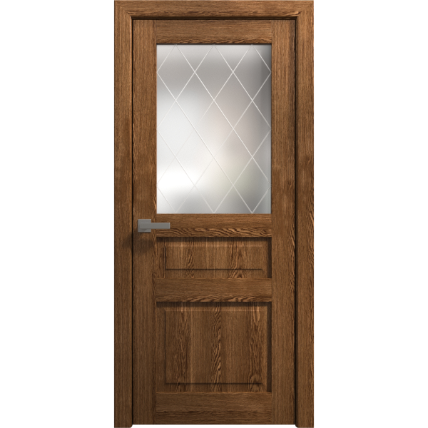Interior Solid French Door 18 x 80 inches | Ego 5011 Cognac Oak | Single Regular Panel Frame Handle | Bathroom Bedroom Modern Doors