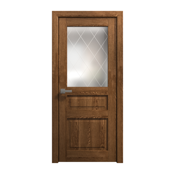 Interior Solid French Door 42 x 80 inches | Ego 5011 Cognac Oak | Single Regular Panel Frame Handle | Bathroom Bedroom Modern Doors
