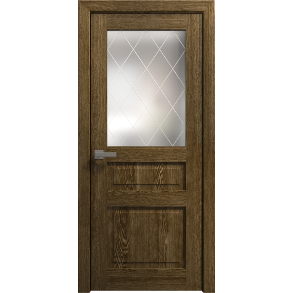 Interior Solid French Door 18 x 80 inches | Ego 5011 Marble Oak | Single Regular Panel Frame Handle | Bathroom Bedroom Modern Doors