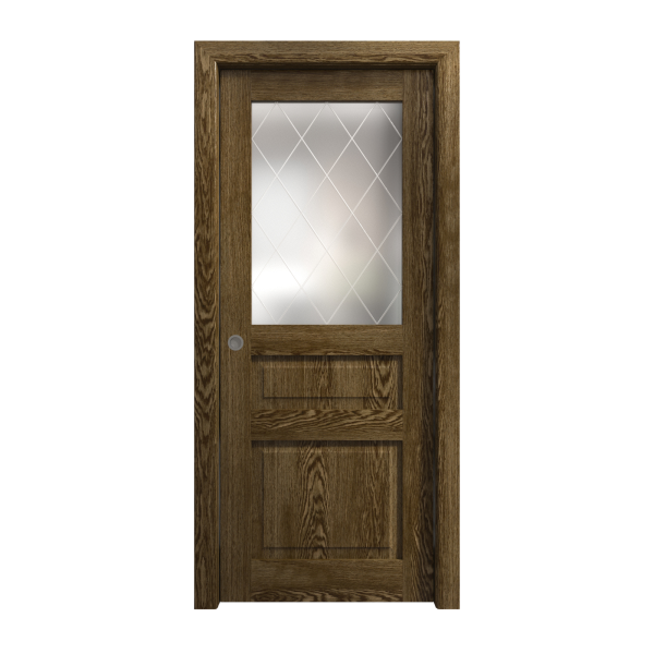 Sliding Pocket Door 18 x 84 inches | Ego 5011 Marble Oak | Kit Rail Hardware | Solid Wood Interior Bedroom Modern Doors