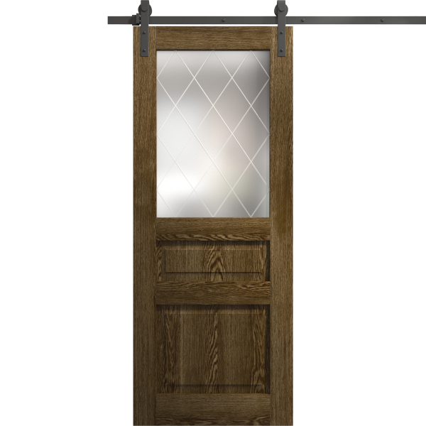 Modern Barn Door 18 x 80 inches | Ego 5011 Marble Oak | 6.6FT Rail Track Heavy Hardware Set | Solid Panel Interior Doors