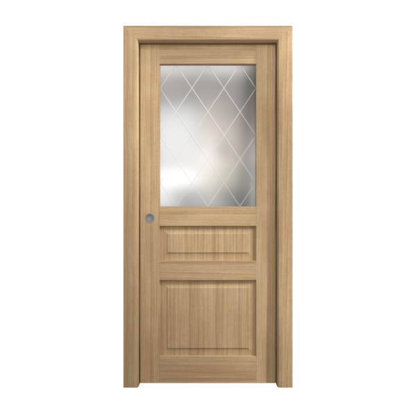 Sliding Pocket Door 18 x 84 inches | Ego 5011 Natural Oak | Kit Rail Hardware | Solid Wood Interior Bedroom Modern Doors
