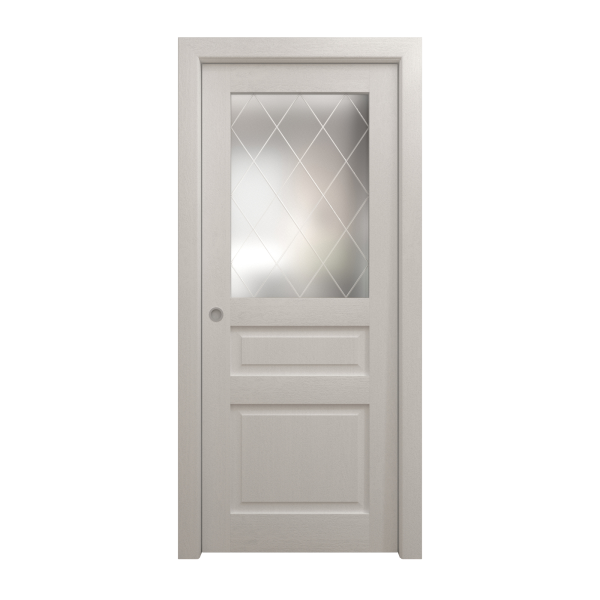 Sliding Pocket Door 18 x 84 inches | Ego 5011 Painted White Oak | Kit Rail Hardware | Solid Wood Interior Bedroom Modern Doors