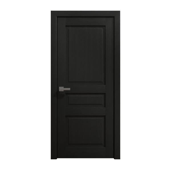 Interior Solid French Door 30 x 80 inches | Ego 5012 Painted Black Oak | Single Regular Panel Frame Handle | Bathroom Bedroom Modern Doors