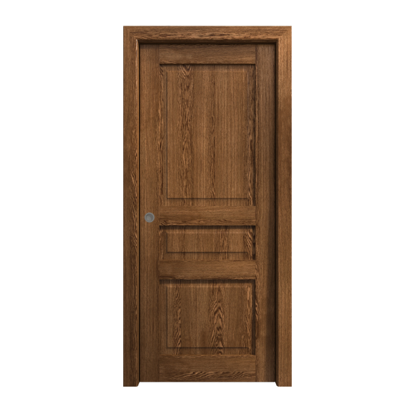 Sliding Pocket Door 18 x 84 inches | Ego 5012 Cognac Oak | Kit Rail Hardware | Solid Wood Interior Bedroom Modern Doors