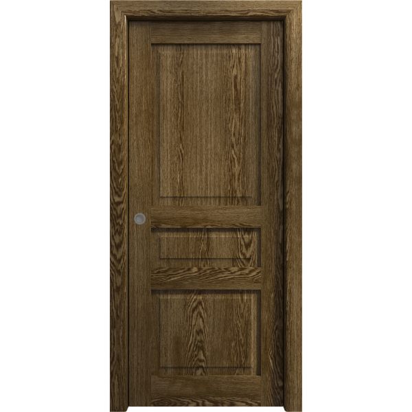 Sliding Pocket Door 18 x 80 inches | Ego 5012 Marble Oak | Kit Rail Hardware | Solid Wood Interior Bedroom Modern Doors