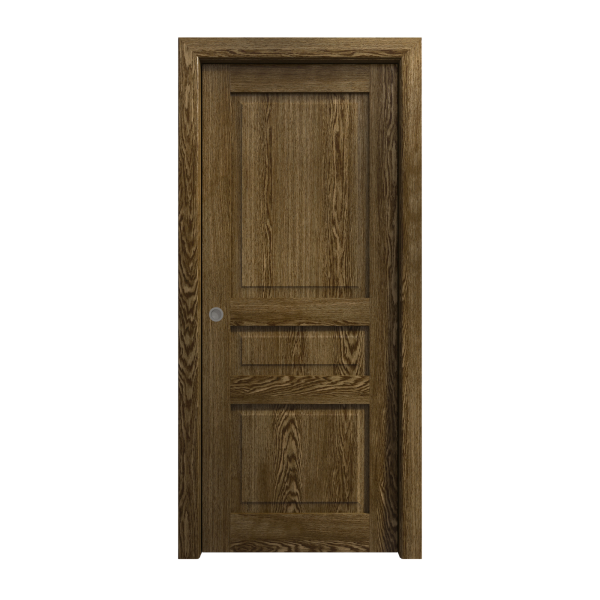 Sliding Pocket Door 18 x 84 inches | Ego 5012 Marble Oak | Kit Rail Hardware | Solid Wood Interior Bedroom Modern Doors