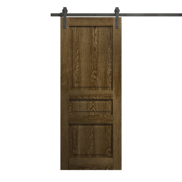 Modern Barn Door 18 x 80 inches | Ego 5012 Marble Oak | 6.6FT Rail Track Heavy Hardware Set | Solid Panel Interior Doors