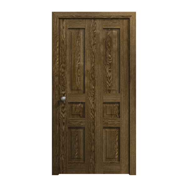 Sliding Closet Bi-fold Doors 36 x 80 inches | Ego 5012 Marble Oak | Sturdy Tracks Moldings Trims Hardware Set | Wood Solid Bedroom Wardrobe Doors