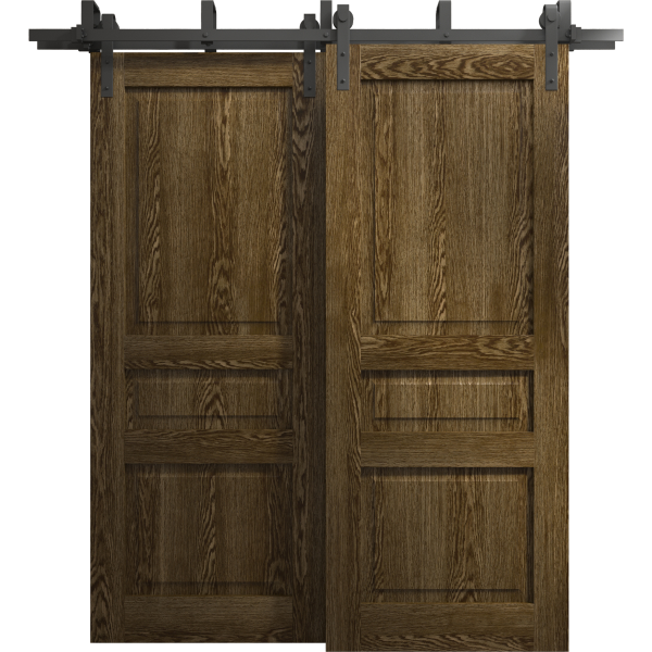 Sliding Closet Barn Bypass Doors 36 x 80 inches | Ego 5012 Marble Oak | Modern 6.6ft Rails Hardware Set | Wood Solid Bedroom Wardrobe Doors