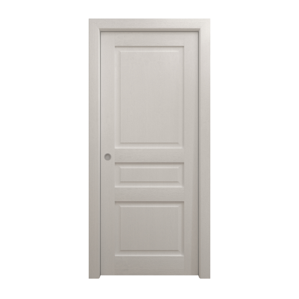 Sliding Pocket Door 18 x 84 inches | Ego 5012 Painted White Oak | Kit Rail Hardware | Solid Wood Interior Bedroom Modern Doors