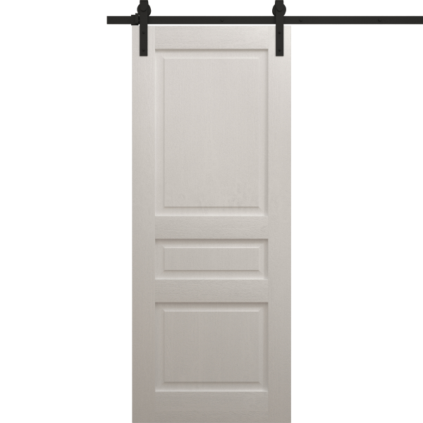 Modern Barn Door 18 x 80 inches | Ego 5012 Painted White Oak | 6.6FT Rail Track Heavy Hardware Set | Solid Panel Interior Doors