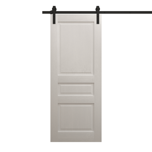 Modern Barn Door 18 x 80 inches | Ego 5012 Painted White Oak | 6.6FT Rail Track Heavy Hardware Set | Solid Panel Interior Doors