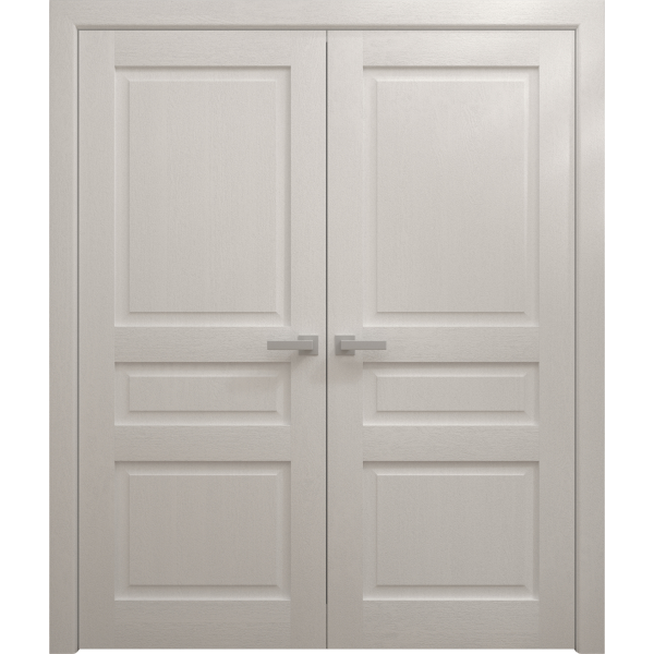 Interior Solid French Double Doors 36 x 80 inches | Ego 5012 Painted White Oak | Wood Interior Solid Panel Frame | Closet Bedroom Modern Doors