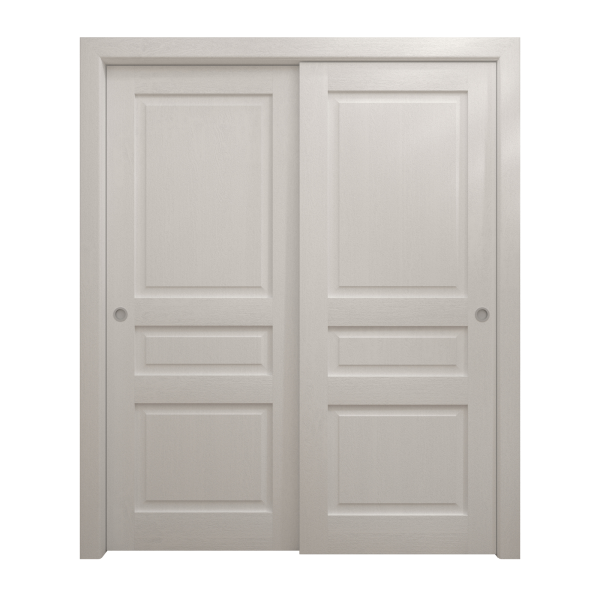 Sliding Closet Bypass Doors 36 x 80 inches | Ego 5012 Painted White Oak | Rails Hardware Set | Wood Solid Bedroom Wardrobe Doors