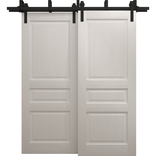 Sliding Closet Barn Bypass Doors 36 x 80 inches | Ego 5012 Painted White Oak | Modern 6.6ft Rails Hardware Set | Wood Solid Bedroom Wardrobe Doors