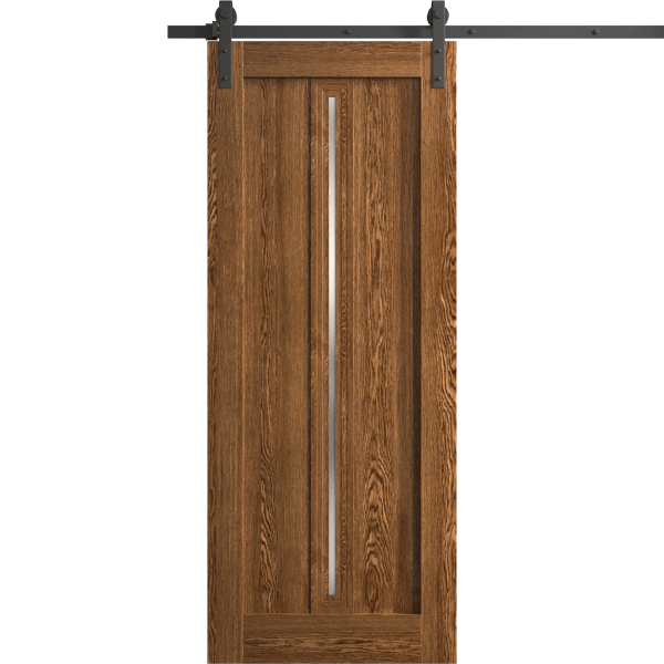 Modern Barn Door 18 x 80 inches | Ego 5014 Cognac Oak | 6.6FT Rail Track Heavy Hardware Set | Solid Panel Interior Doors