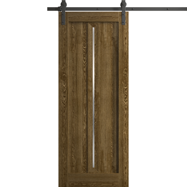 Modern Barn Door 18 x 80 inches | Ego 5014 Marble Oak | 6.6FT Rail Track Heavy Hardware Set | Solid Panel Interior Doors