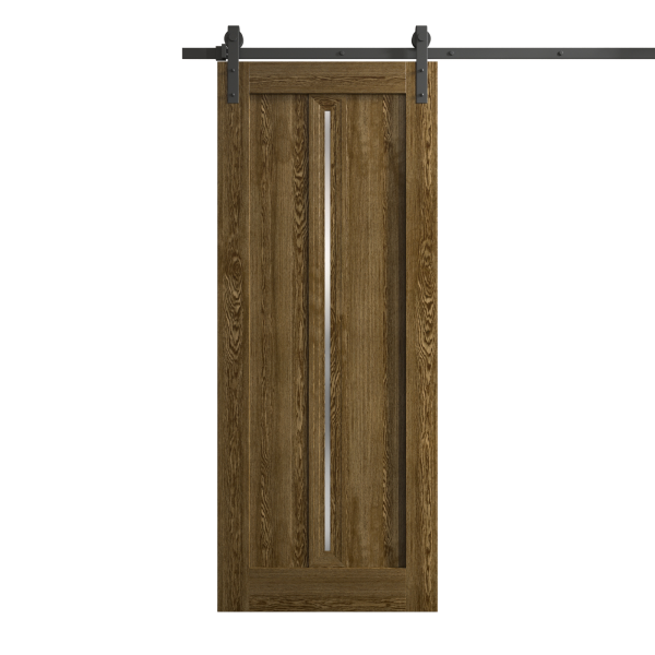 Modern Barn Door 18 x 96 inches | Ego 5014 Marble Oak | 6.6FT Rail Track Heavy Hardware Set | Solid Panel Interior Doors