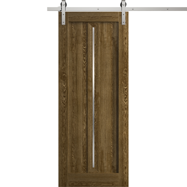 Modern Barn Door 18 x 80 inches | Ego 5014 Marble Oak | 6.6FT Silver Rail Track Heavy Hardware Set | Solid Panel Interior Doors
