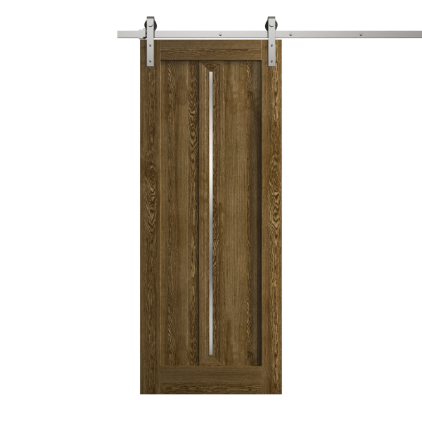 Modern Barn Door 36 x 84 inches | Ego 5014 Marble Oak | 6.6FT Silver Rail Track Heavy Hardware Set | Solid Panel Interior Doors