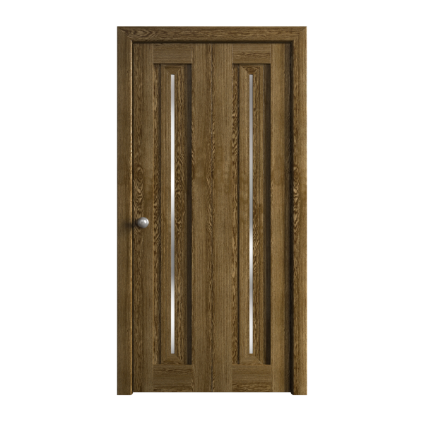 Sliding Closet Bi-fold Doors 36 x 80 inches | Ego 5014 Marble Oak | Sturdy Tracks Moldings Trims Hardware Set | Wood Solid Bedroom Wardrobe Doors