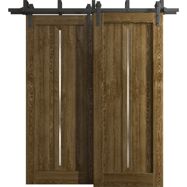 Sliding Closet Barn Bypass Doors 36 x 80 inches | Ego 5014 Marble Oak | Modern 6.6ft Rails Hardware Set | Wood Solid Bedroom Wardrobe Doors