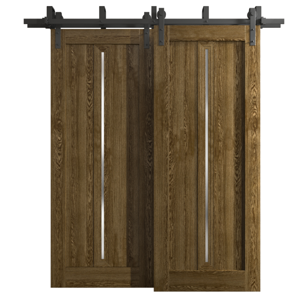 Sliding Closet Barn Bypass Doors 36 x 80 inches | Ego 5014 Marble Oak | Modern 6.6ft Rails Hardware Set | Wood Solid Bedroom Wardrobe Doors