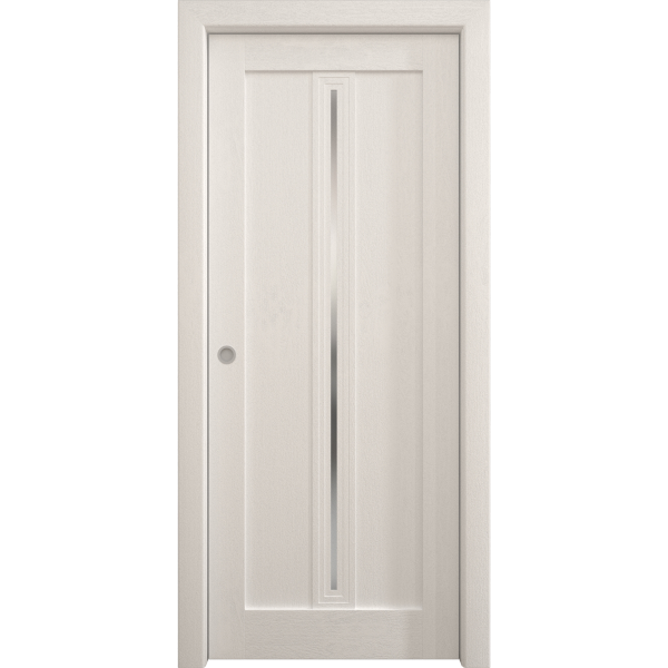 Sliding Pocket Door 18 x 84 inches | Ego 5014 Painted White Oak | Kit Rail Hardware | Solid Wood Interior Bedroom Modern Doors