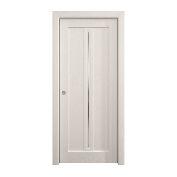 Sliding Pocket Door 18 x 84 inches | Ego 5014 Painted White Oak | Kit Rail Hardware | Solid Wood Interior Bedroom Modern Doors