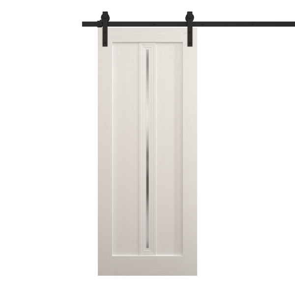 Modern Barn Door 18 x 80 inches | Ego 5014 Painted White Oak | 6.6FT Rail Track Heavy Hardware Set | Solid Panel Interior Doors