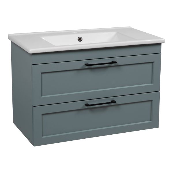 Modern Wall-Mounted Bathroom Vanity with Washbasin | Palm Beach Green Matte Collection | Non-Toxic Fire-Resistant MDF-30"