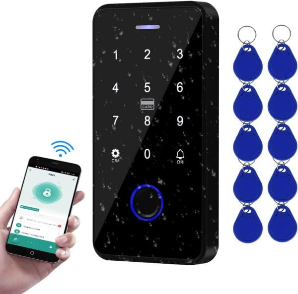 Digital Keypad Access Control Kit With 10 Keyfobs For Exterior Aluminum Door